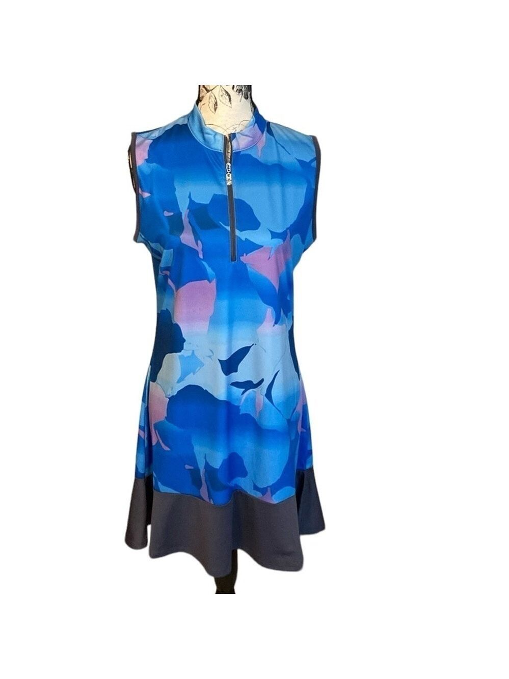 Callaway Golf Dress Opti-Dry Blue & Gray Print Size M New